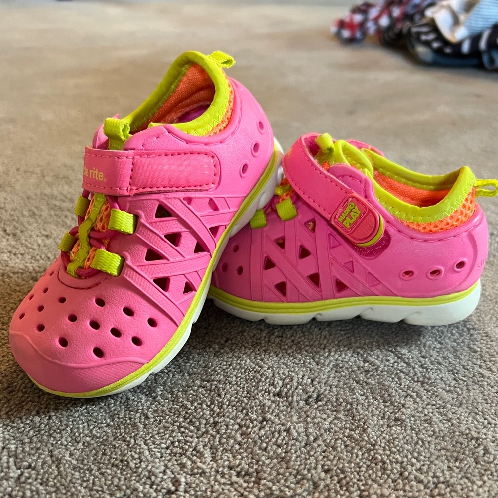 Stride Rite Pink and Yellow Kids Sandals